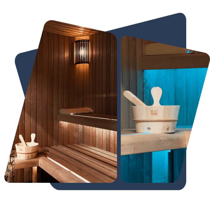 Montázs a szauna belsőről