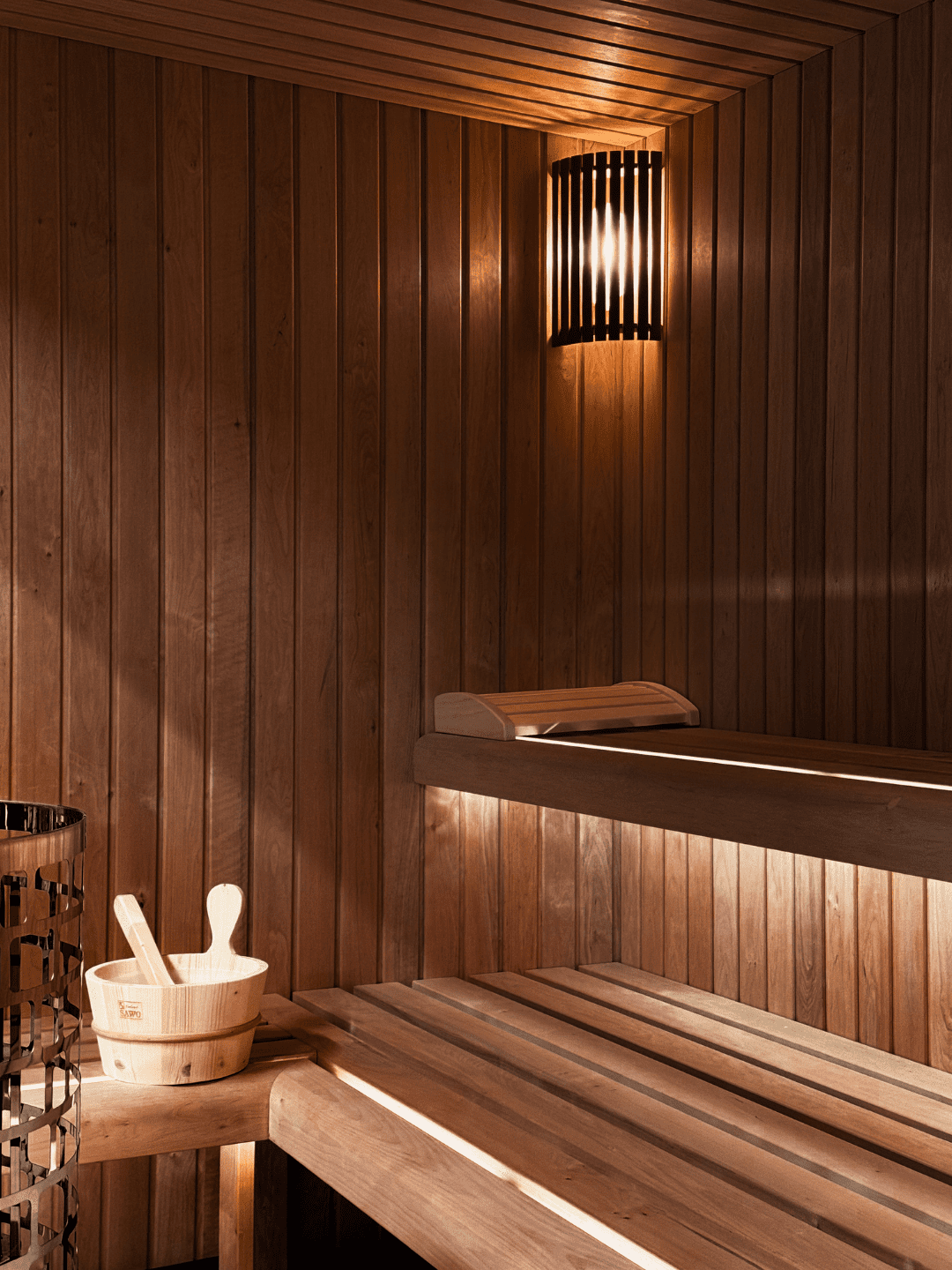 Belső szaunatér hangulatvilágítással